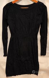 Vestito medio corto nero lana e cashmere