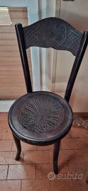 Sedia legno intarziata antica