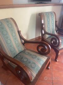 Coppia di poltrone in mogano stile Luigi Filippo