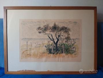 Quadro vintage D'Angelo, acquerello e china