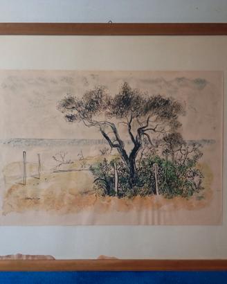 Quadro vintage D'Angelo, acquerello e china