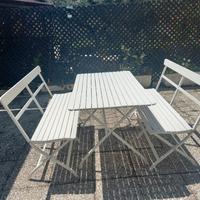 tavolo da giardino richiudibile cm120×75 e 2 panch