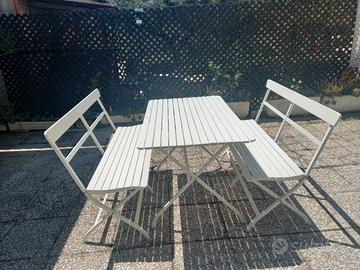 tavolo da giardino richiudibile cm120×75 e 2 panch