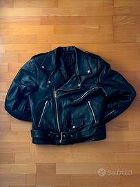 chiodo vintage vera pelle nera 80s