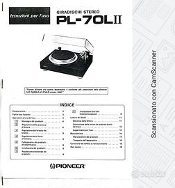 Manuale in italiano del giradischi Pioneer PL-70L