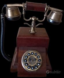 Telefono Vintage Retrò in Legno e Ottone