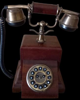 Telefono Vintage Retrò in Legno e Ottone