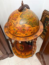 Mobile Bar a Mappamondo Vintage in Legno