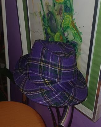 cappello trilby scozzese viola.