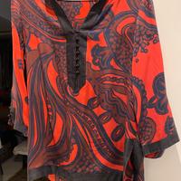 Blusa in seta fantasia rosso e nera Zara Woman