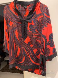 Blusa in seta fantasia rosso e nera Zara Woman