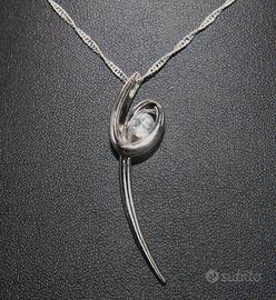 Splendida collana ciondolo argento solitario CZ