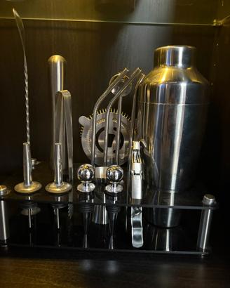 Set cocktail professionale in acciaio con supporto