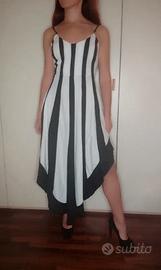 Abito lungo bianco e nero