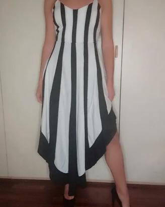 Abito lungo bianco e nero