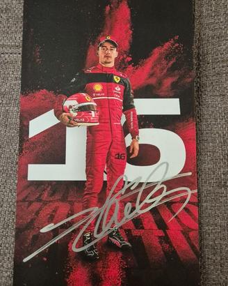 Cartolina autografata Charles Leclerc Ferrari F1