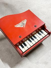 Mini Pianoforte Vintage in Legno Rosso "Baby Grand