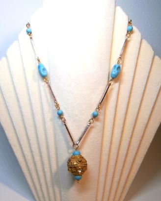 Collana Art. 42 Color Turchese Lunga cm 80 Vintage
