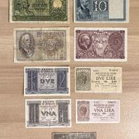 LOTTO DA 9 BANCONOTE ITALIANE REGNO E REPUBBLICA