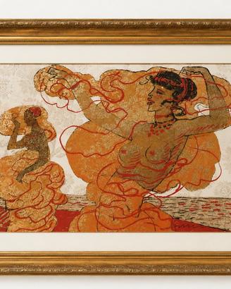 Salvatore Fiume Serigrafia su Broccato Odalische