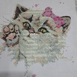 quadro tela ricamata a punto croce misura 43 x43