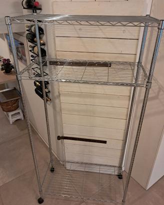 Scaffale a filo in acciaio appendiabiti 90x45xh187