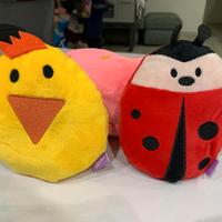 Gioco, 2 Peluche Coccinella e Pulcino con cerniera