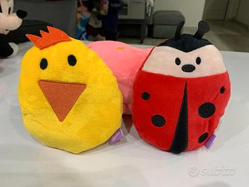 Gioco, 2 Peluche Coccinella e Pulcino con cerniera
