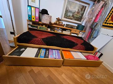 Letto singolo con cassettoni e mobile ad incasso