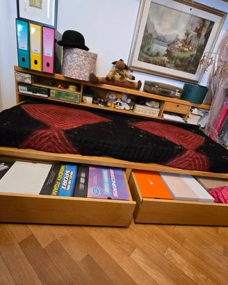 Letto singolo con cassettoni e mobile ad incasso