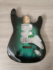 Body stratocaster HSH green burst frassino