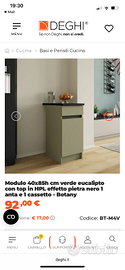 Modulo Deghi 40x85h cm verde eucalipto con top