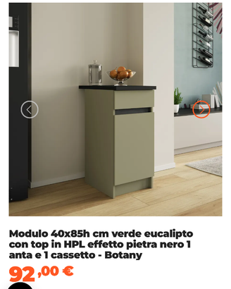 Modulo Deghi 40x85h cm verde eucalipto con top
