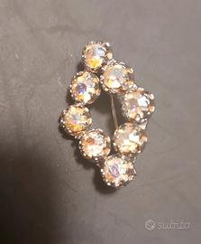 spilla vintage a strass Aurora borealis cangianti
