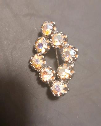 spilla vintage a strass Aurora borealis cangianti