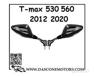Specchietti a Manubrio Tmax Orion Neri con Emblema