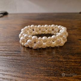 Bracciale perle bianche a fascia elegante