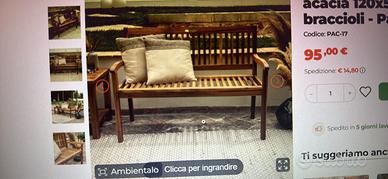 Panchina nuova in legno di acacia due posti