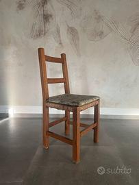 Set 8 Sedie Vintage in Legno Massello e Paglia (St