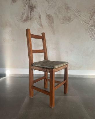 Set 8 Sedie Vintage in Legno Massello e Paglia (St