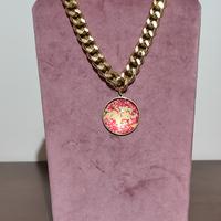 Collana artigianale oro con medaglione giapponese