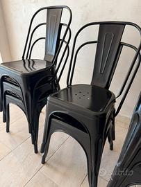 9 Sedie Industriali Nere stile Tolix