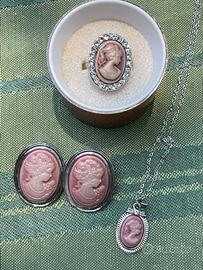 Parure cammeo rosa