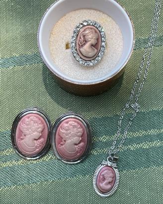 Parure cammeo rosa