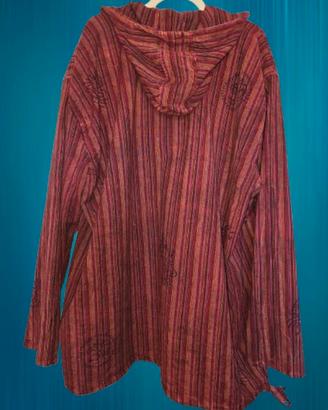 Camicia Fatta a Mano a Righe Con Cappuccio 3xl