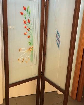 Separé in vetro decorato x casa negozio ufficio