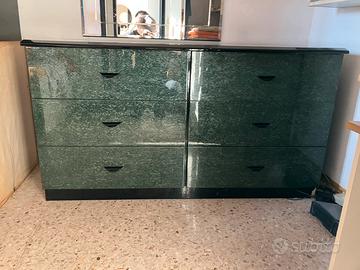 Cassettiera in Legno stile Marmo Verde