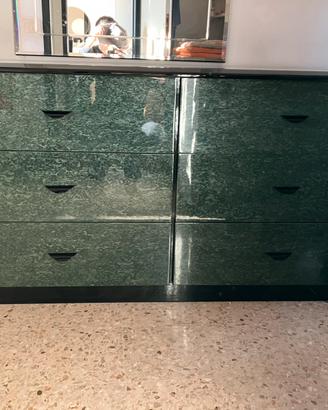 Cassettiera in Legno stile Marmo Verde