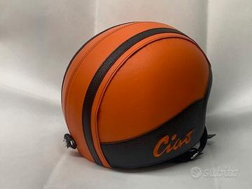 casco ciao rivestito ecopelle ARANCIO ciao R S L S