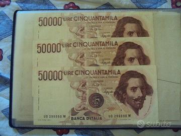 cartamoneta lire 50000 bernini 1 tipo